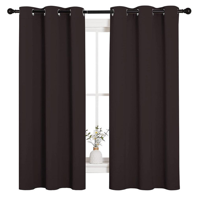 NICETOWN Triple Weave Microfiber Energy Saving Thermal Insulated Solid Grommet Blackout Curtains for Bedroom (2 Panels, 42 inches by 63 Inch, Toffee Brown)