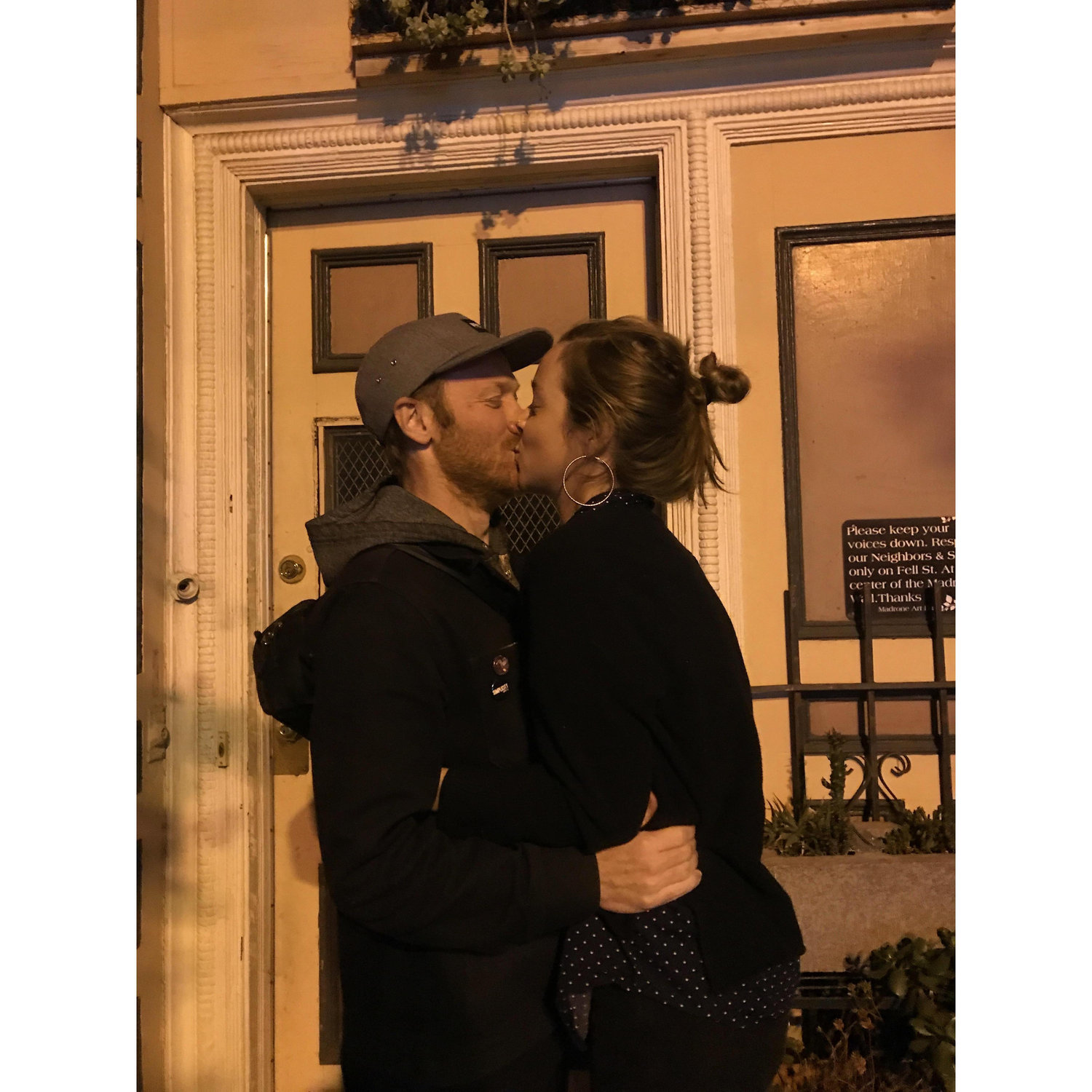 taken the day we got engaged (12/20/17), in the *super classy* spot where we had our first kiss outside Madrone. photo cred here goes to Jeff Hargrove!