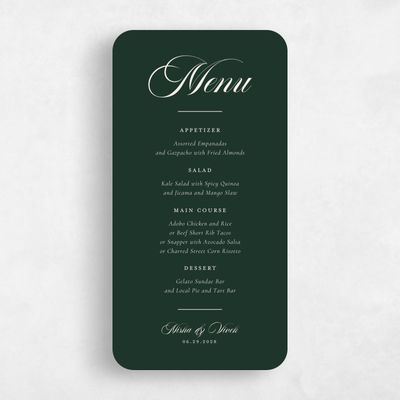 Green Rounded Wedding Menu - Grazio