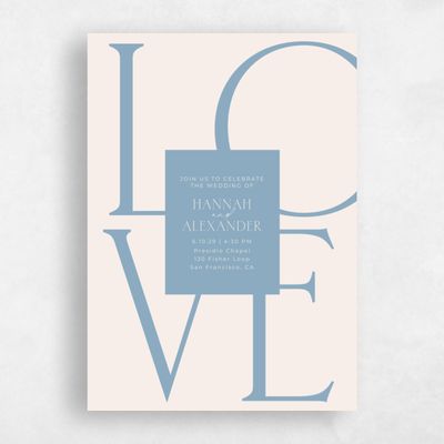 Dusty Blue Wedding Invitation - Josephine Portrait