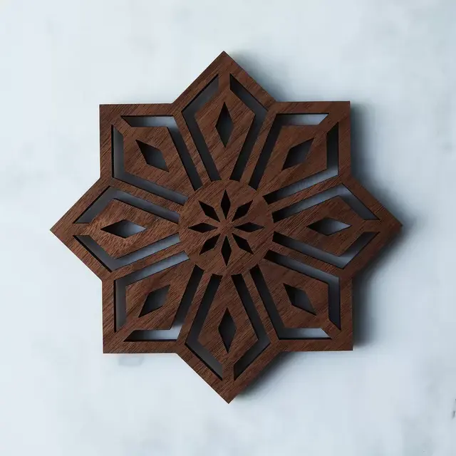 Laser-Cut Walnut Mosaic Trivet
