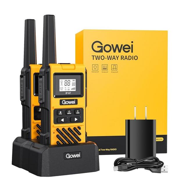 Gowei G1pro Heavy Duty Walkie Talkies for Adults, Rechargeable Two Way Radios Long Range, 2 watt Emergency Radio, IP67 Waterproof, VOX，Rechargeable, Portable, FRS, Durable, USB Type-c (2 Pack)