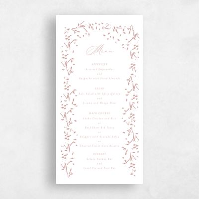 Dusty Rose, Pink Wedding Menu - Regal Letterpress