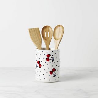 Vintage Cherry Dot 4-Piece Utensil Crock Set