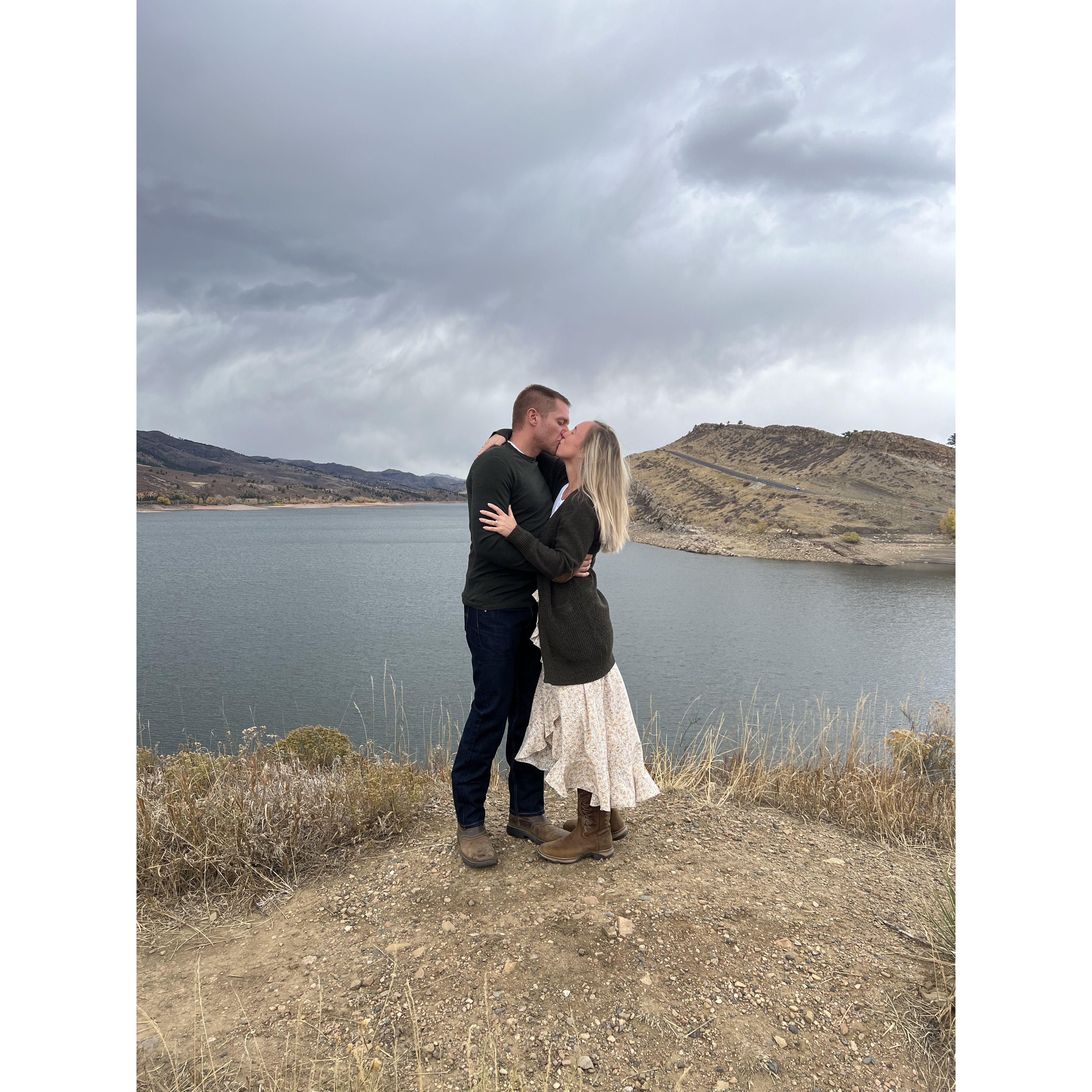 Taking engagement photos at Horsetooth Reservoir!