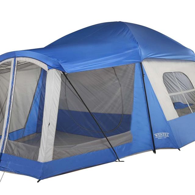 Wenzel Klondike 8 Person Water Resistant Tent with Convertible Screen Room for Family Camping