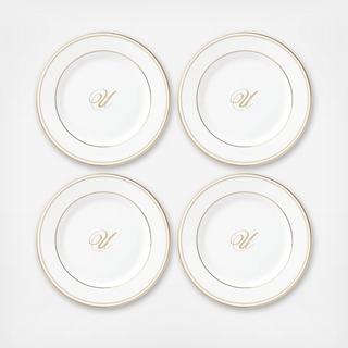 Federal Gold Script Tidbit Plate, Set of 4