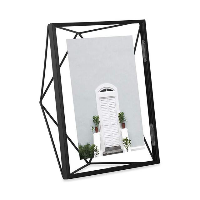 Umbra Prisma Picture Frame, 5x7 Photo Display for Desk or Wall, Black