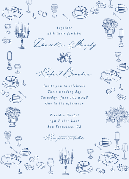 Elodie Portrait | Dark Blue | Zola Wedding Invitations