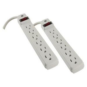 GE 6-Outlet General Purpose Power Strip with 2ft Extension Cord, 2pk, White