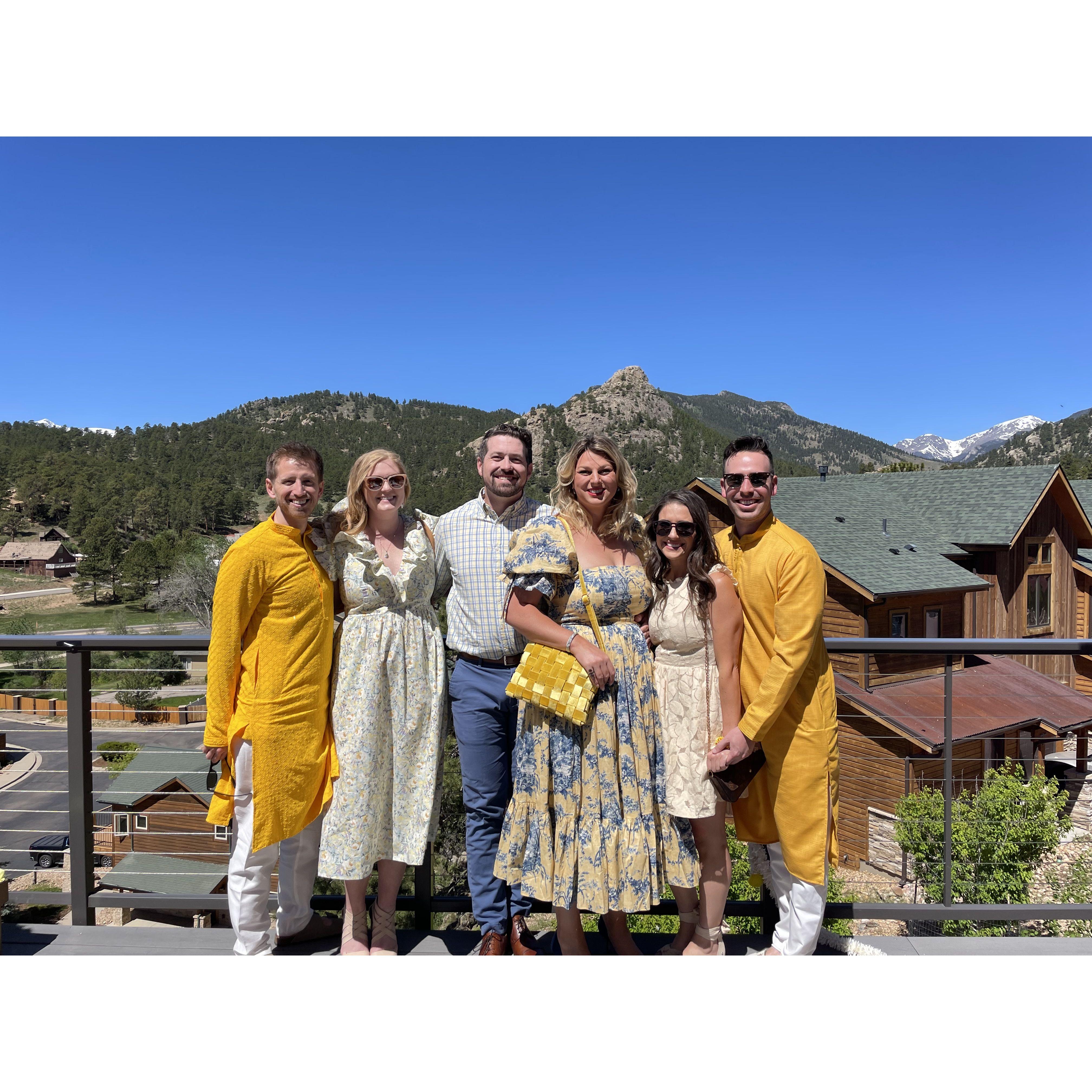 Enjoying some time with our great friends while we get to paint some of our other friends yellow during their Haldi ceremony