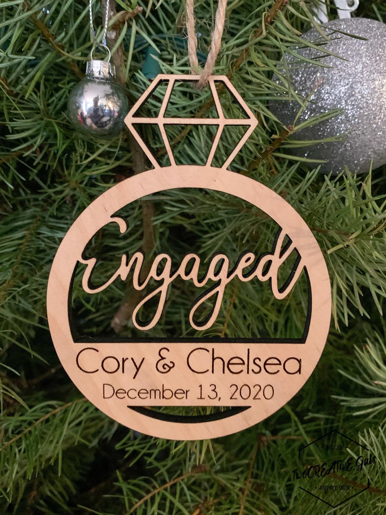 Our Engagement Ornament from Chelsea’s cousin, Marissa