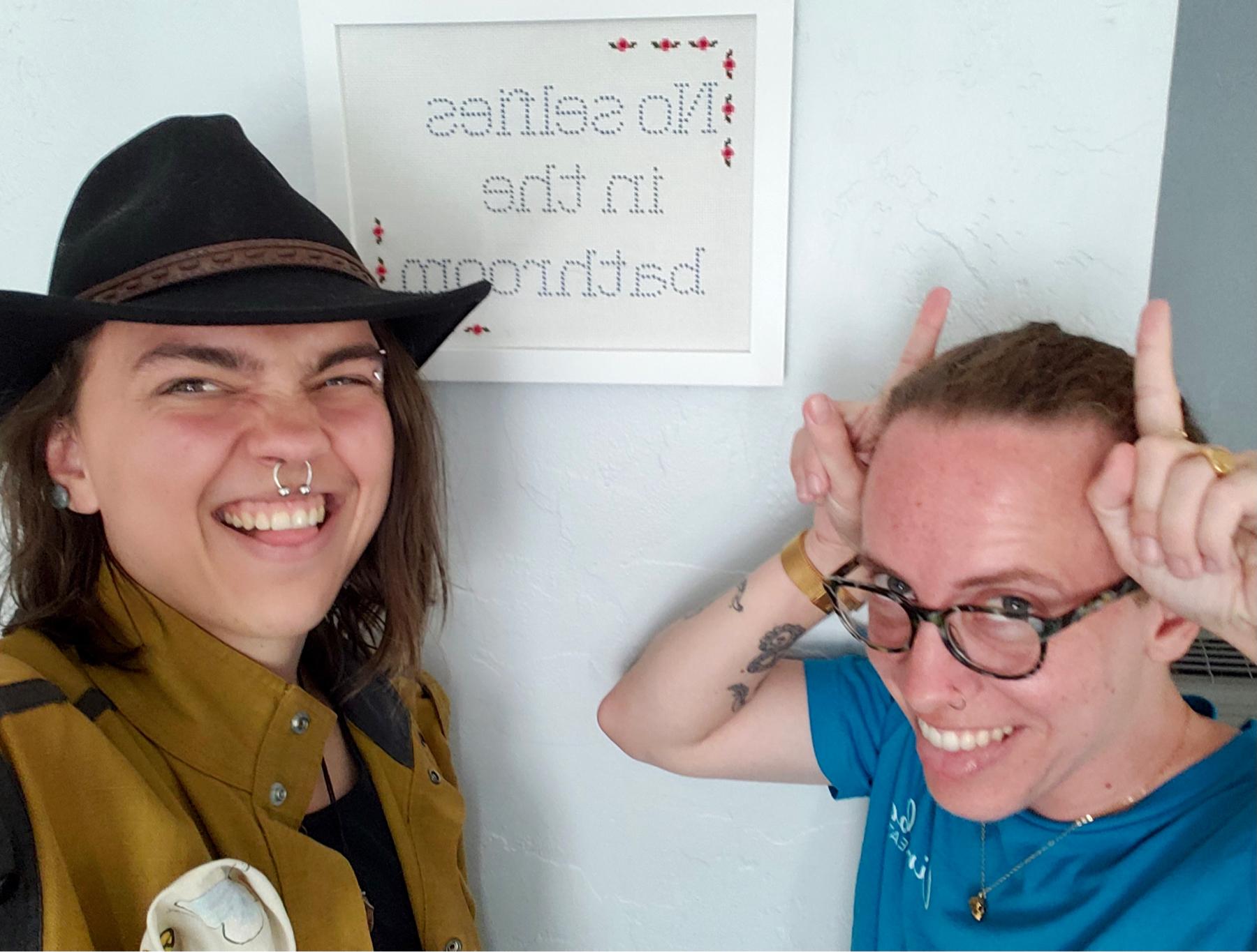 Goofing around on our trip to Calistoga