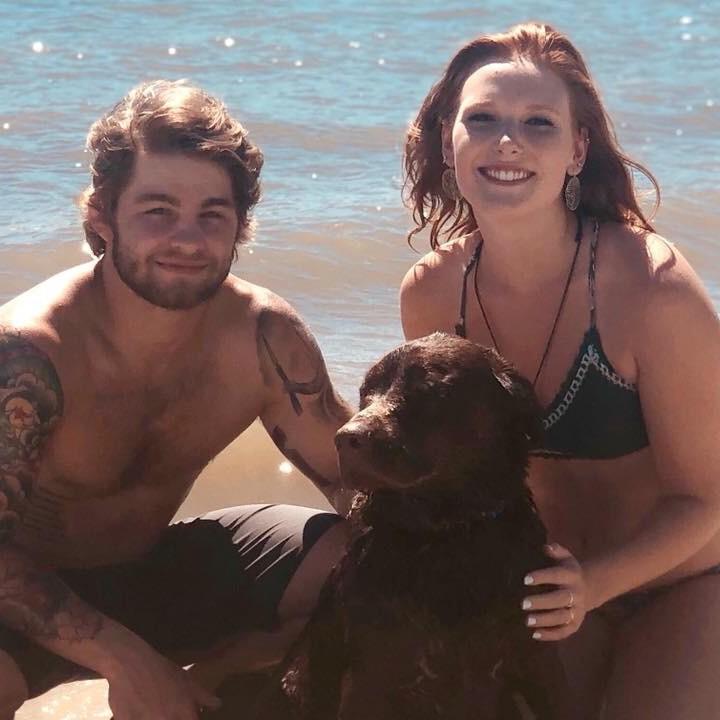 woody's 1st visit to a beach and our first photo after moving to Florida 2018