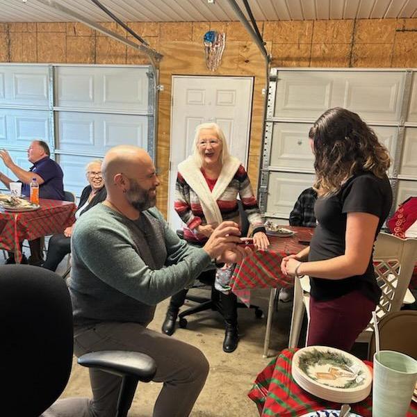 My Mom took this picture while Frank was proposing. My Aunt Debbie's reaction was wonderful and hilarious!