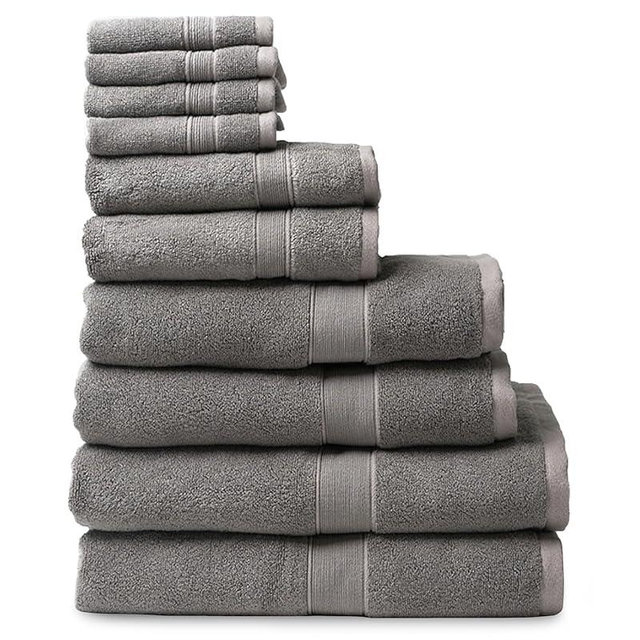 Cozy Earth Complete Luxe Bath Bundle - 60% Cotton 40% Viscose from Bamboo - Quick Dry & Plush Cotton Bath Towel Set - 4 Washcloths, 2 Hand Towels, 2 Bath Towels, 2 Bath Sheets - Charcoal