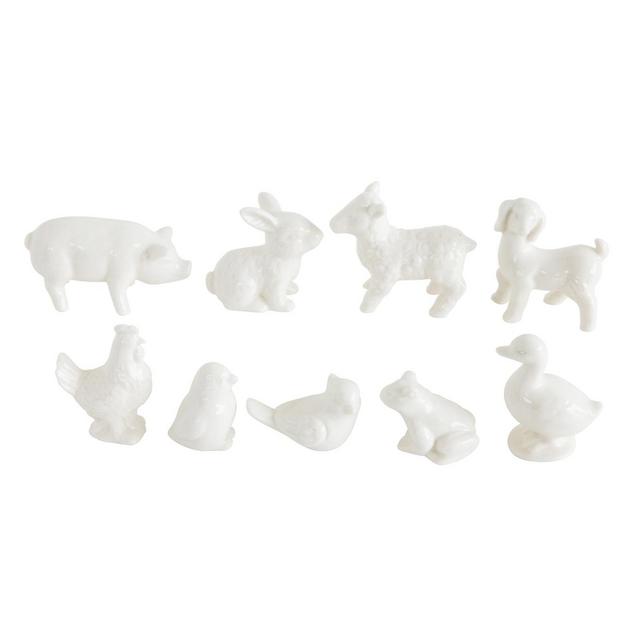 Stoneware Barnyard Animals Set of 9 - White - 3R Studios