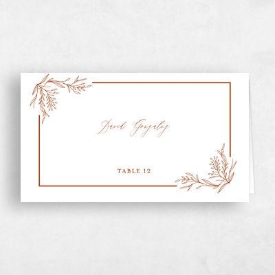 Dark Rust, Orange Wedding Place Card - Bellevue