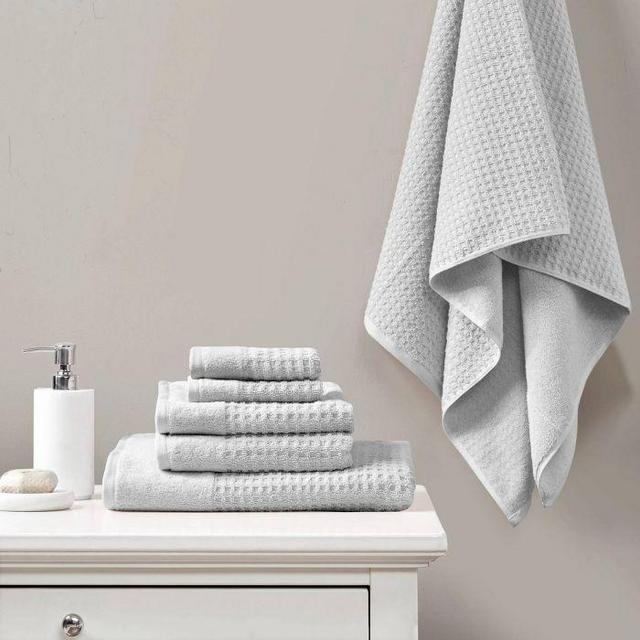 6pc Spa Waffle Jacquard Cotton Towel Set