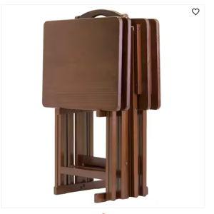 Alex 19.06 in. Walnut 5-Piece Snack Table