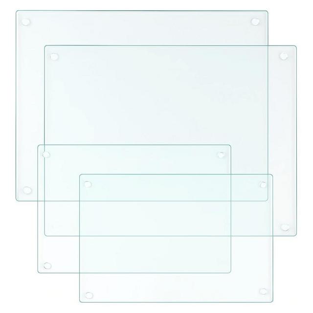 Tempered Glass Cutting Board - Glass Cutting Boards for Kitchen,Cutting Board for Countertop,Heat Resistant, Shatter Resistant,Dishwasher Safe (Clear, 12 x 16" 12 x 8 "Set of4)