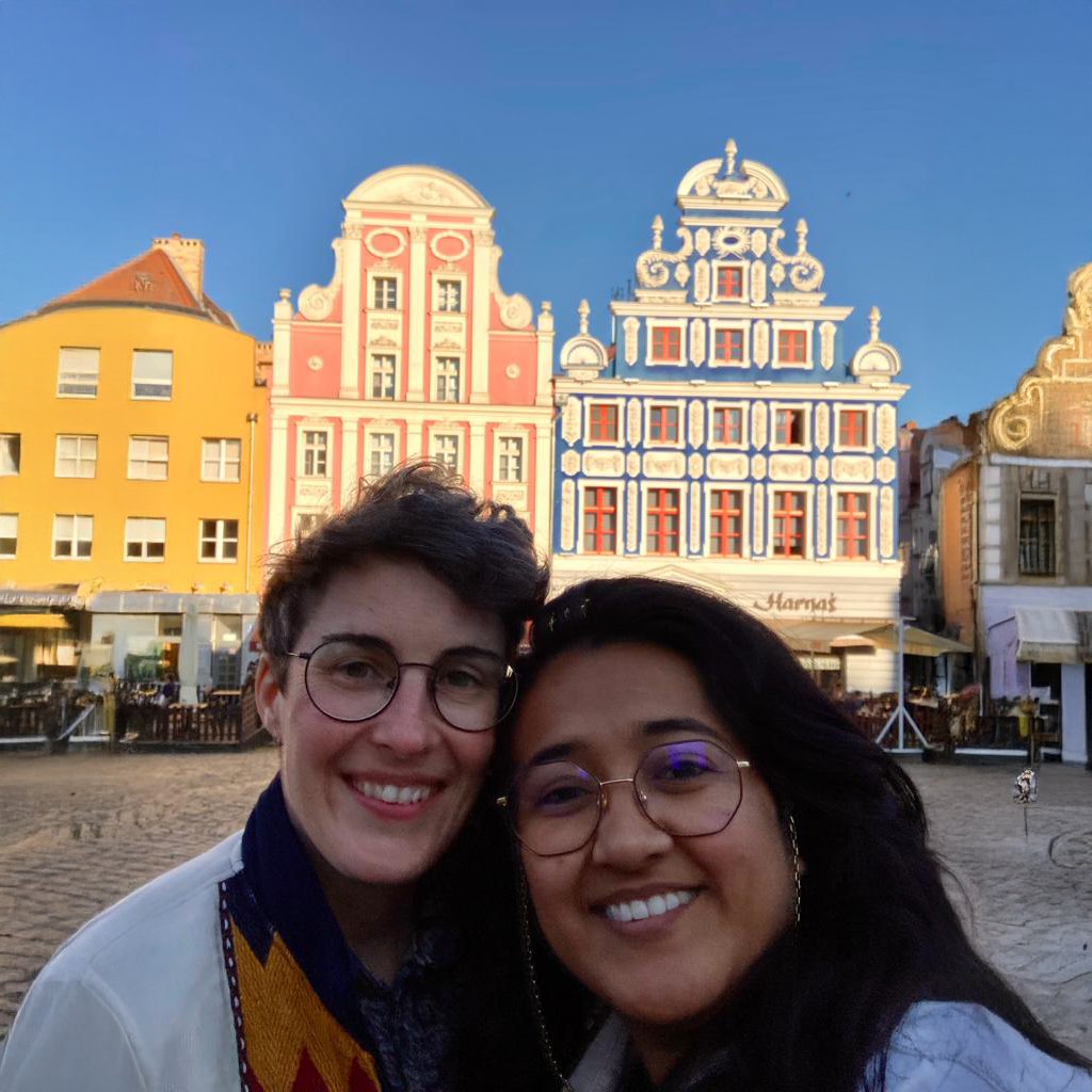 From our visit to Szczecin. We thought there’d be an entire street of houses like this, but nope—just these two. We still had to take a picture with them anyway.