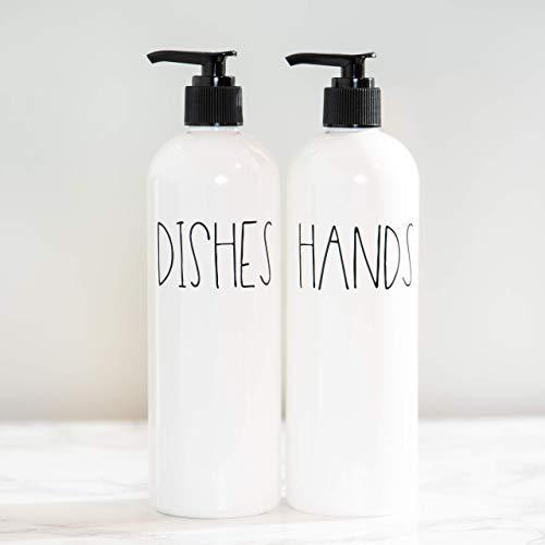 Heartland Lettering Hand and Dish Soap Dispenser Set for Kitchen, Farmhouse Kitchen Counter Decor