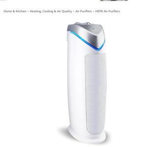 GermGuardian Air Purifier for Home with HEPA Pure Filter, for Wildfire Smoke, Pet Dander, Pollen, Odors, Large Rooms Up To 743 Sq. Ft., Removes 99.97% Pollutants, UV-C Light, 22", AC4825W, White