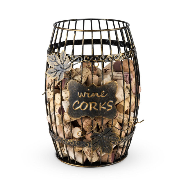 True Display Wine Kitchen, Barrel Cage Holder Collector Decorative Vino Cork Storage Box Container Gift, Set of 1, Brown
