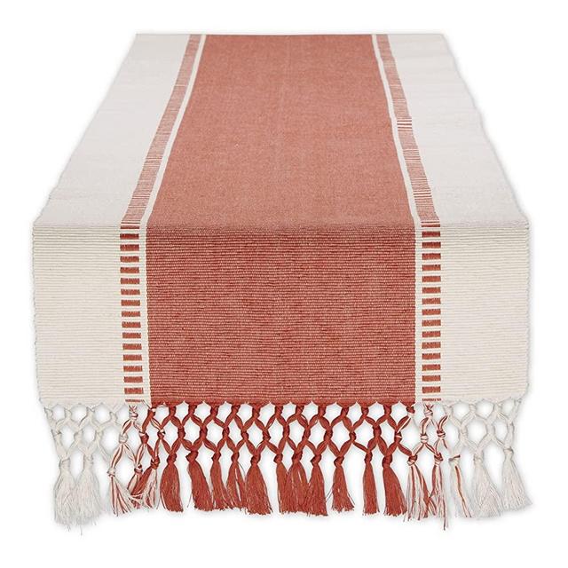 DII Dobby Stripe Woven Table Runner, 13x72, Spice