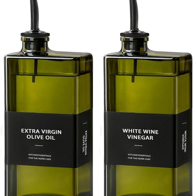 Olive Oil Dispenser Bottle for Kitchen- 16.9oz Oil Bottles UV Protection, Oil and Vinegar Dispenser Set, Drip-Free Pourer, Elegant Kitchen Essential- 16.9oz, Set of 2