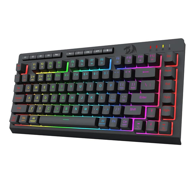 Redragon Portable Wireless Gaming Keyboard, Bluetooth/2.4GHz/USB-C Wired, RGB Backlit, 75% Mini Quiet Macro Membrane Keyboard, Rechargeable 4000mAh Battery, Anti-Ghosting for Win/MAC
