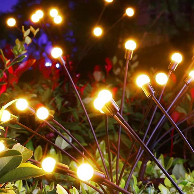 Otdair Solar Garden Lights-New Upgraded 6 Pack 8 LED Solar Powered Firefly Lights 6 Pack Solar Firefly Lights Outdoor Waterproof Vibrant Garden Lights for Patio Pathway Decoration,Warm White