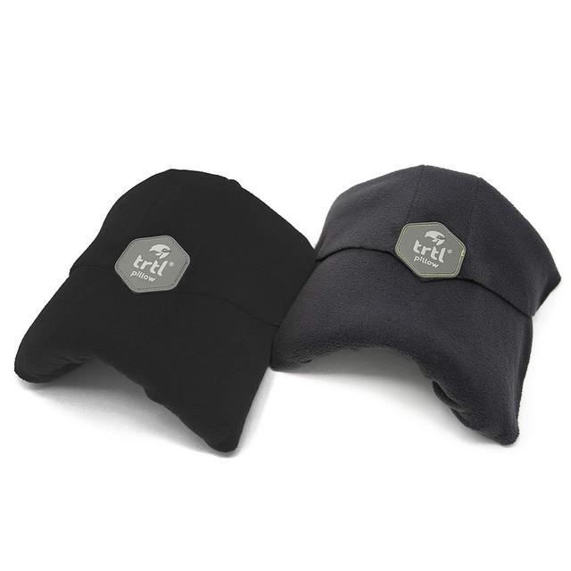 trtl - Trtl Pillow (Bundle of 2) - Scientifically Proven Super Soft Neck Support Travel Pillows - Machine Washable (2 Items - Black & Grey)