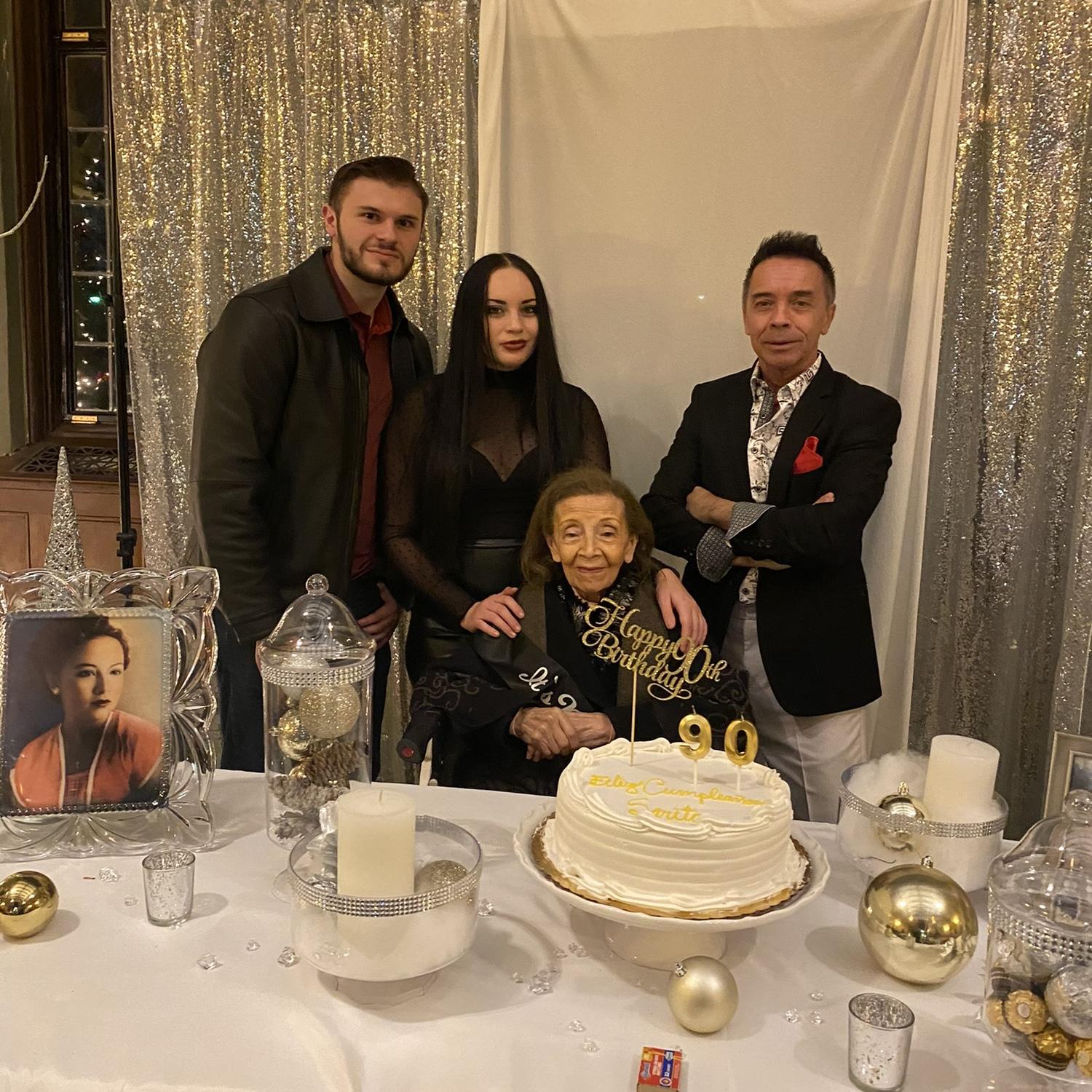 Izabella and Konnor with Izabella’s grandmother on her 90th birthday surprise ! Cheers to another year of life abuelita !
