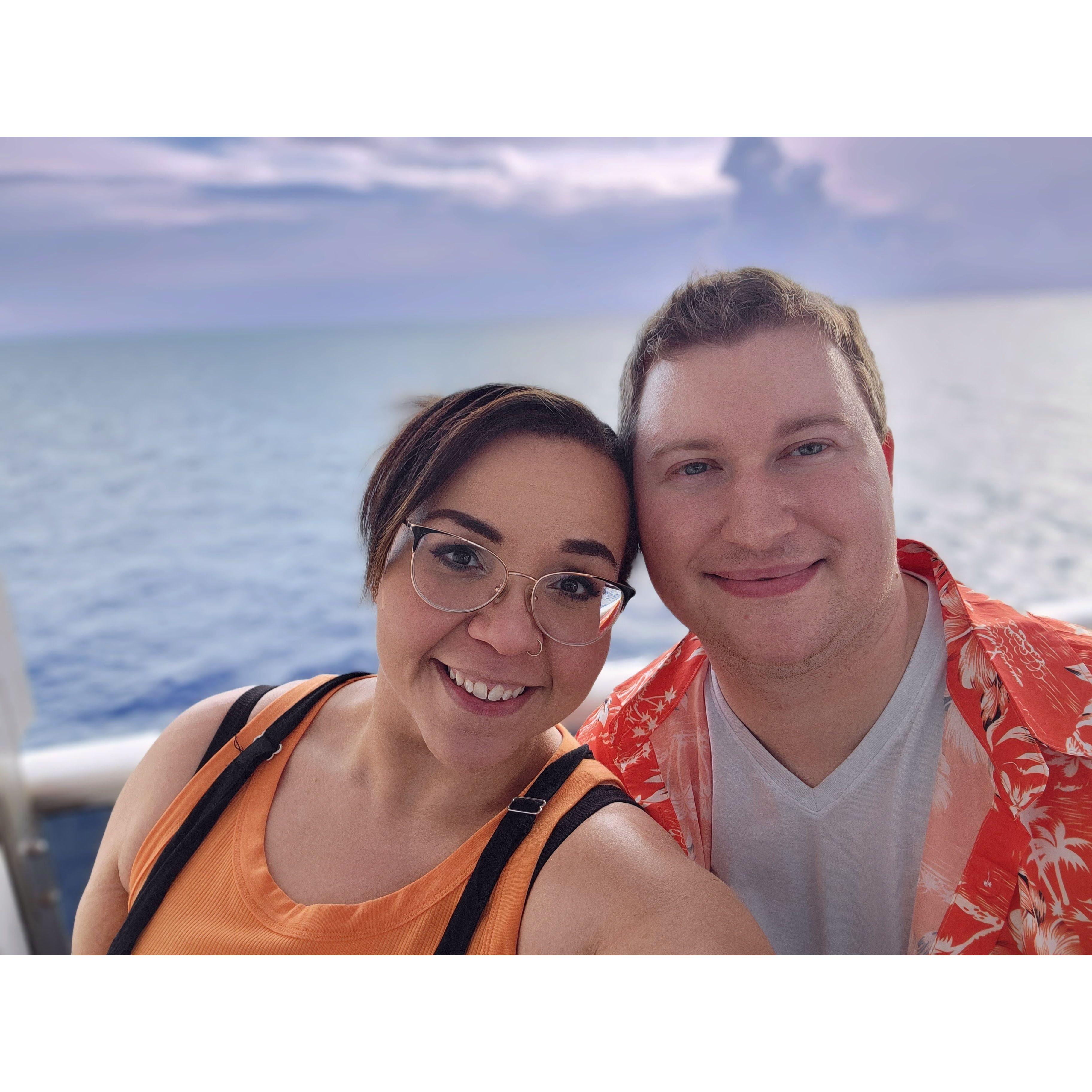 I don't know how I convinved hom to get on a boat...with my family...to sail for 5 days, but he did it and lived to see another day! (even after seeing a banana peel on the ground😉😂🍌)
