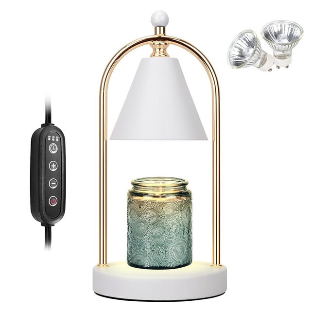 Soilsiu Candle Warmer Lamp With Timer, Electric White Light for Bedroom, Dimmable Wax Melts Warmer for Jars, Beside Lamp Gifts for Women Home Decor (2 Bulbs Included)