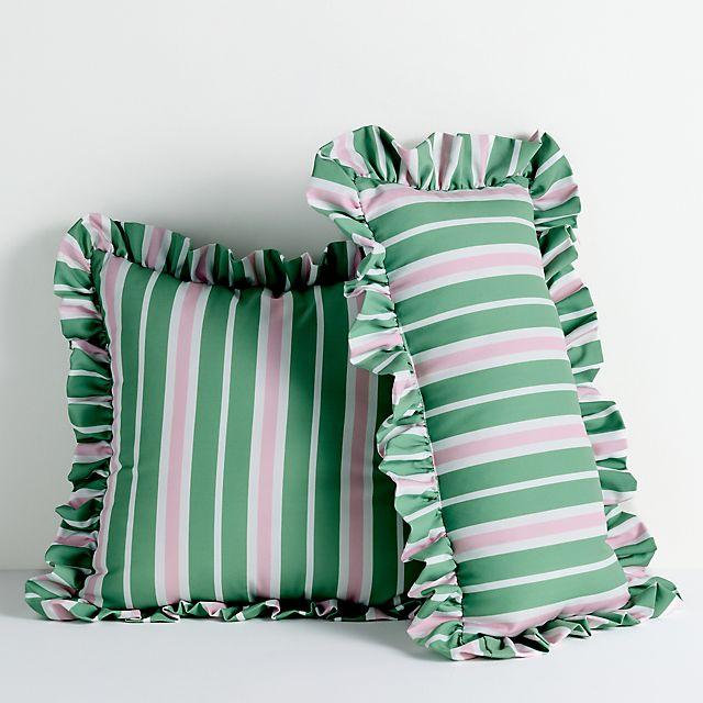 Maeve by Anthropologie Striped Ruffle Indoor/Outdoor Pillow