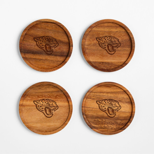 NFL Jacksonville Jaguars Tondo Acacia Wood Coasters, Set of 4