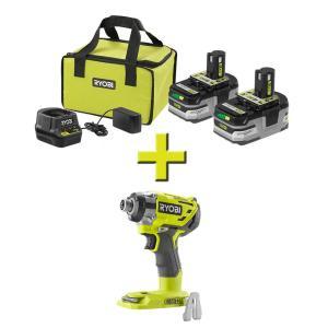 18-Volt ONE+ Brushless Impact Driver with ONE+ LITHIUM+ HP 3.0 Ah Battery (2-Pack) Starter Kit with Charger and Bag