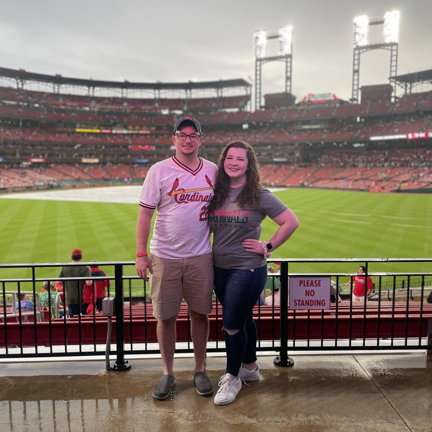 Jay is a lifelong Cardinals fan. Ashley has agreed to wear Cards gear, as long as they are not playing the Astros!