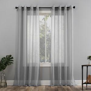 No. 918 Emily Sheer Voile Grommet Curtain Panel, 59" x 84", Silver Gray