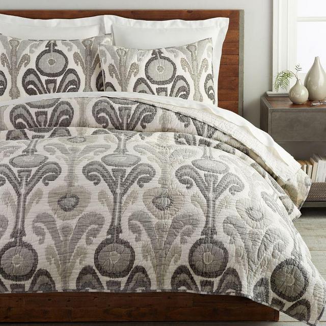 Gray Kenmare Handcrafted Cotton Quilt, King/Cal. King