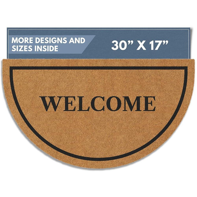 Barnyard Designs Natural Coco Coir Doormat Welcome Mat for Front Door & Outdoor Entrance, Large Door Mat for Indoor Entrance or Porch Entry, Brown (17x30, Welcome)