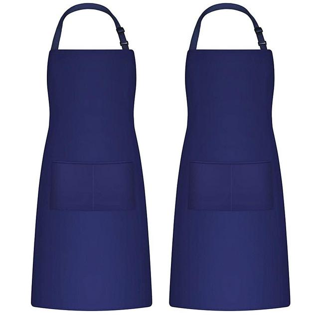 Puroma Adjustable Bib Apron Waterdrop Resistant with 2 Pockets, Unisex Cooking Kitchen Aprons for Chef Couple BBQ Painting (Blue）