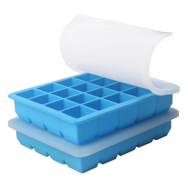 1 Tbsp Silicone Freezer Molds - Perfect for Storing Garlic, Herbs, Ginger, Pesto, Tomato Paste, Lemon Juice,Vegetable Purees,Purees and More - Silicone Food Freezer Tray (Blue 2 Pack)