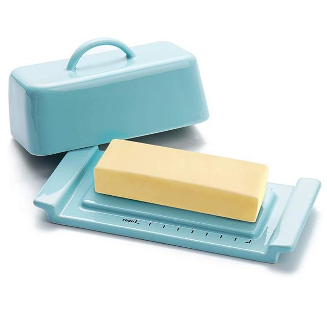 Sweese 319.102 Butter Dish with Lid, Butter Keeper with Handle - TBSP Markings, for East and West Coast Butter, Turquoise