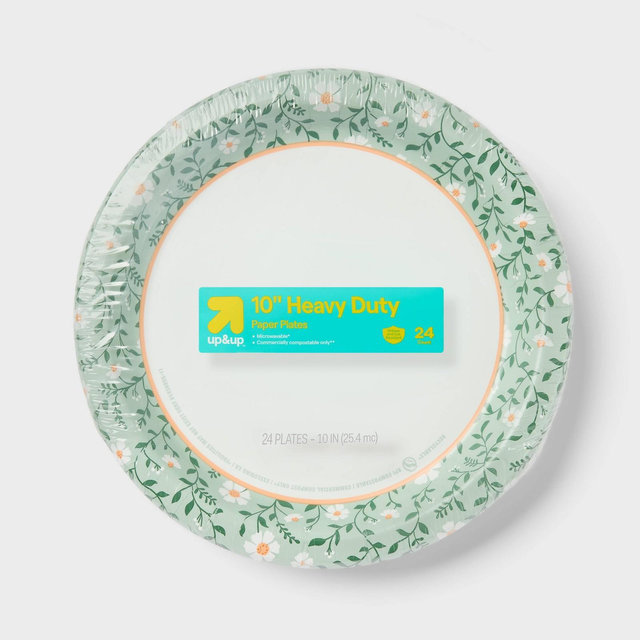 Spring Disposable Plate - Floral - 10" - 24ct - up&up™: Abstract Pattern, Paper Material, Round Shape