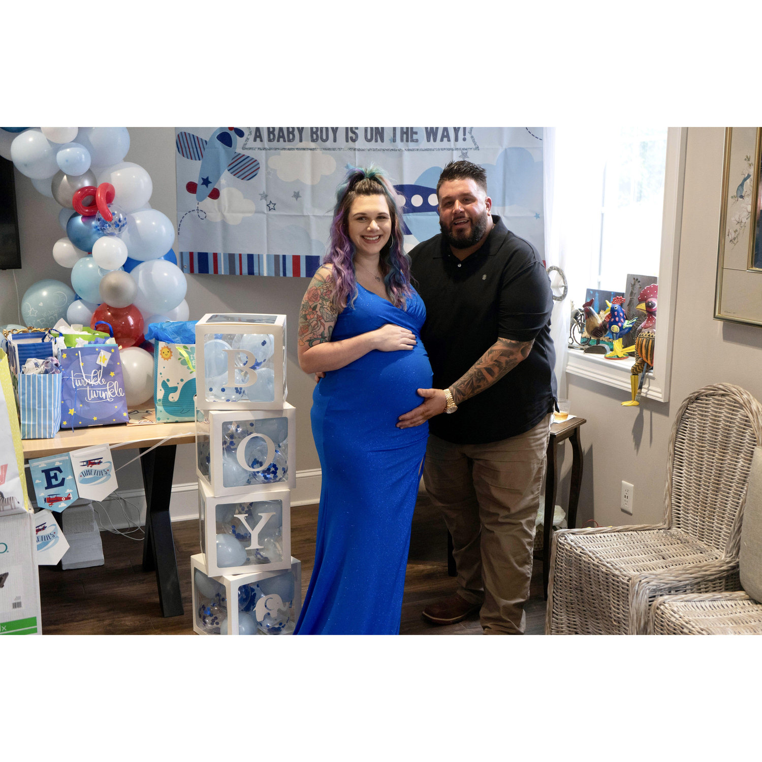 Lorenzos baby shower- Mommy and Daddy- the next day we celebrated 3 years together!