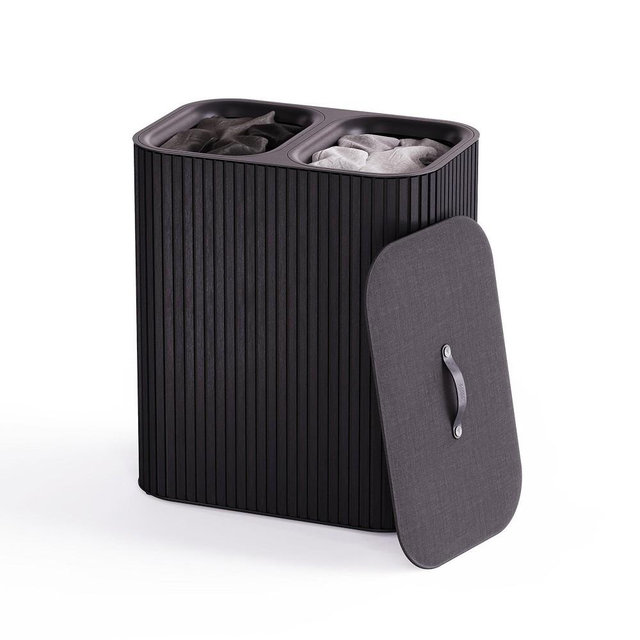 Joseph Joseph Tota Luxe 90-liter Bamboo Laundry Separation Basket, Carbon Black